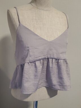 Meraki Lavender Ruffle Hem Spaghetti Strap Top, Size M